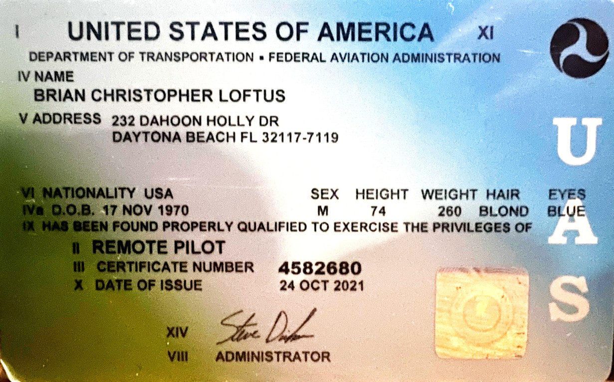 daytona drone services brian loftus certification 